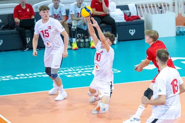 MADSEN Hjalmer Elmbaek, during the challenge between the national teams of Denmark and England, valid for the qualification for the European CEV U22 2026 during Men s U22 European Championship, EM, Europameisterschaft Qualification Tournament - Denmark vs England, Events in Cisterna Latina, Italy, July 12 2025  Copyright: xClaudioxEnea IPAxSportx xipa-agency.netx xx IPA_60308324 IPA_Agency_IPA60308324