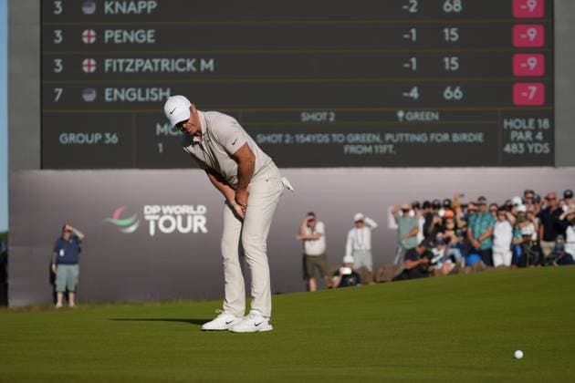 Rory McIlroy (NIR) misses a birdie putt on the 18th green during the 3rd Round of the Genesis Scottish Open Golf Championship. Genesis Scottish Open, Day 3, Golf, Renaissance Club, North Berwick, Scotland, UK - 12 Jul 2025North Berwick Scotland United Kingdom EDITORIAL USE ONLY No use with unauthorised audio, video, data, fixture lists, club league logos or live services. Online in-match use limited to 120 images, no video emulation. No use in betting, games or single club league player publications. Copyright: xStuartxWallace Shutterstockx 15393029gq