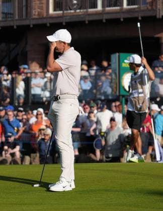 Rory McIlroy (NIR) reacts after missing a birdie putt on the 18th green during the 3rd Round of the Genesis Scottish Open Golf Championship. Genesis Scottish Open, Day 3, Golf, Renaissance Club, North Berwick, Scotland, UK - 12 Jul 2025North Berwick Scotland United Kingdom EDITORIAL USE ONLY No use with unauthorised audio, video, data, fixture lists, club league logos or live services. Online in-match use limited to 120 images, no video emulation. No use in betting, games or single club league player publications. Copyright: xStuartxWallace Shutterstockx 15393029gy