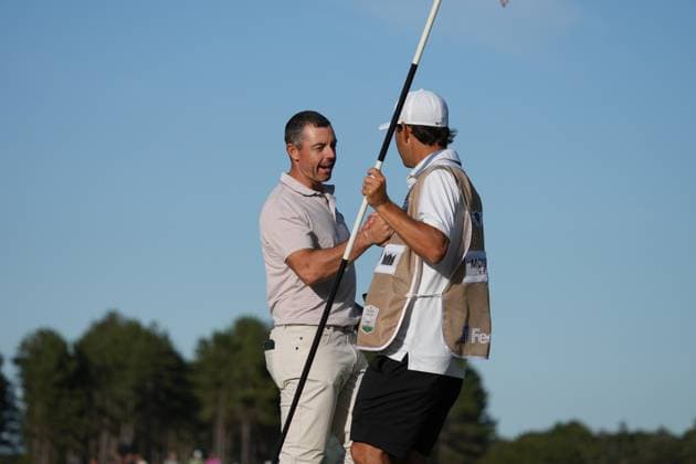 Rory McIlroy (NIR) shakes hands with his caddie Harry Diamond on the 18th green as he finishes 11 under par after the 3rd Round of the Genesis Scottish Open Golf Championship. Genesis Scottish Open, Day 3, Golf, Renaissance Club, North Berwick, Scotland, UK - 12 Jul 2025North Berwick Scotland United Kingdom EDITORIAL USE ONLY No use with unauthorised audio, video, data, fixture lists, club league logos or live services. Online in-match use limited to 120 images, no video emulation. No use in betting, games or single club league player publications. Copyright: xStuartxWallace Shutterstockx 15393029he