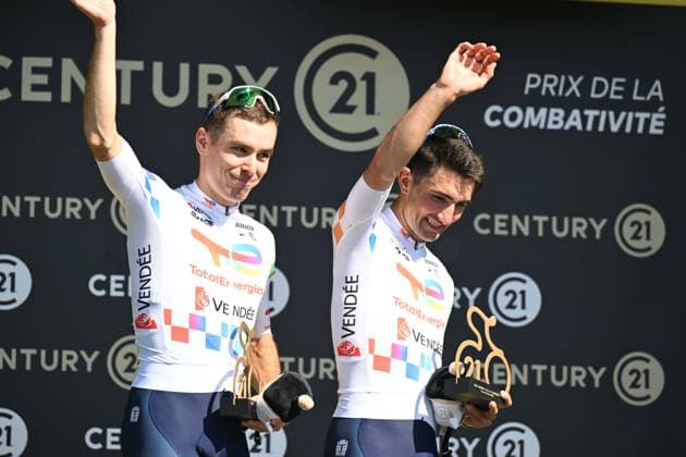12-07-2025 Tour De France; Tappa 08 Saint Meen Le Grand - Laval; 2025, Totalenergies; Burgaudeau, Mathieu; Vercher, Matteo; Laval; 