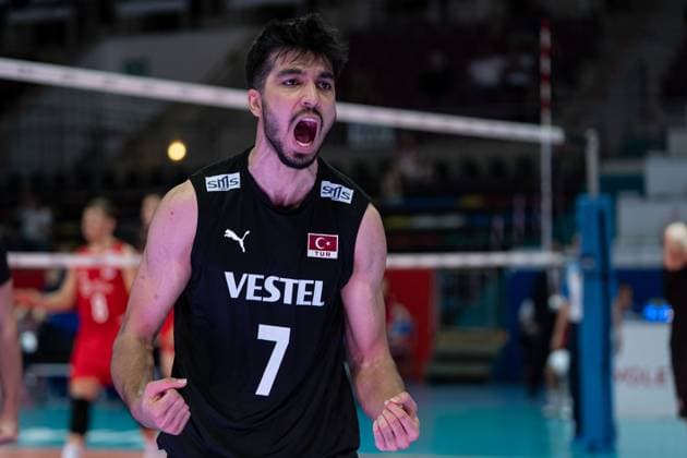Serbia v Turkiye - European Championship, EM, Europameisterschaft U22 ANKARA, TURKIYE - JULY 12: Turkiye s player Selim Yildiz (7) reacts during the CEV U22 Men’s European Volleyball Championship qualifiers match between Turkiye and Serbia at TVF Ziraat Bank Volleyball Hall in Ankara, Turkiye, on July 12, 2025. Arman Onal Anadolu Ankara Turkey. Editorial use only. Please get in touch for any other usage.  Copyright: x2025xAnadoluxArmanxOnalx