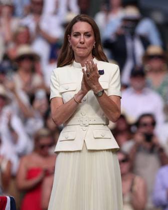 Wimbledon Feature, Catherine, Princess of Wales during the Award Ceremony, Presentation on the Center Court Tennis Wimbledon 2025 Grand Slam ITF ATP WTA AELTC London Great Britain 12 July 2025 Copyright: xJuergenxHasenkopfx