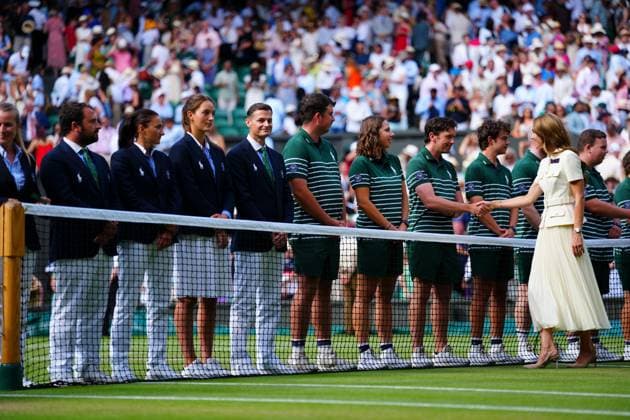 Catherine Princess of Wales meets groundstaff and officials Wimbledon Tennis Championships, Day 13, The All England Lawn Tennis and Croquet Club, London, UK - 12 Jul 2025London The All England Lawn Tennis and United Kingdom  Copyright: xJavierxGarcia Shutterstockx 15392293im