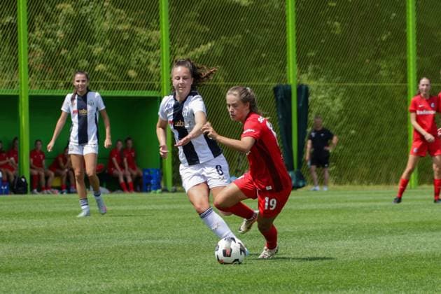 12 07 2025, xgrfx, Soccer Test Match , FC Zurich Women SC Freiburg Women v l Luana Bürge FC Zurich , Nia Szenk SC Freiburg DFL DFB REGULATIONS PROHIBIT ANY USE OF PHOTOGRAPHS as IMAGE SEQUENCES and or QUASI VIDEO Zurich