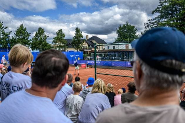 250720 General view of court 2 during the qualifier tennis match between Thiago Seyboth Wild of Brazil and Nicolai Budkov Kjaer of Norway at Nordea Open on July 20, 2025 in Bastad Photo Mathilda Schuler BILDBYRAN kod MA MA0845 tennis atp 250 nordea open bbeng kval interiör norge norway publik  Copyright: MATHILDAxSCHULER BB250720MA012