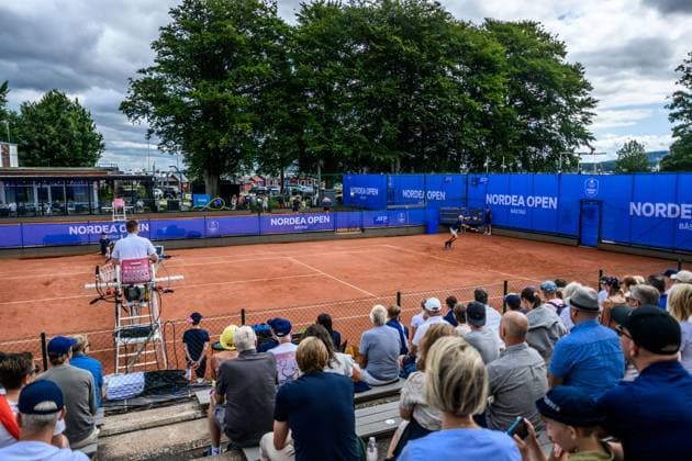 250720 General view of court 2 during the qualifier tennis match between Thiago Seyboth Wild of Brazil and Nicolai Budkov Kjaer of Norway at Nordea Open on July 20, 2025 in Bastad Photo Mathilda Schuler BILDBYRAN kod MA MA0845 tennis atp 250 nordea open bbeng kval interiör norge norway publik  Copyright: MATHILDAxSCHULER BB250720MA013