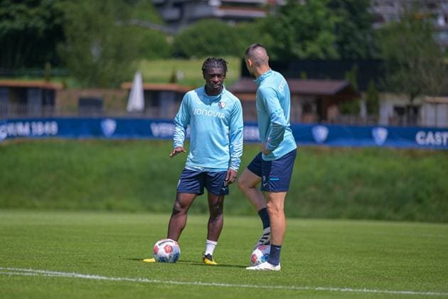 13 07 2025, Football, Season 2025 2026, 2 Bundesliga, Preparation, VfL Bochum summer training camp in Scheffau am Wilden Kaiser, Day 2, Samuel Bamba VfL Bochum 1848 , Matus Bero VfL Bochum 1848 xRHR PHOTO YYx Copyright: RHR-FOTOx RHR-FOTO YY