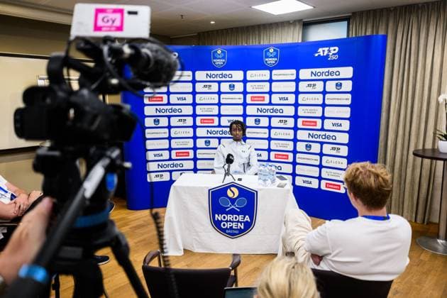 250713 Mikael Ymer of Sweden during a press conference at Nordea Open on July 13, 2025 in Bastad Photo Mathilda Schuler BILDBYRAN kod MA MA0845 tennis atp 250 nordea open bbeng kval  Copyright: MATHILDAxSCHULER BB250713MA003