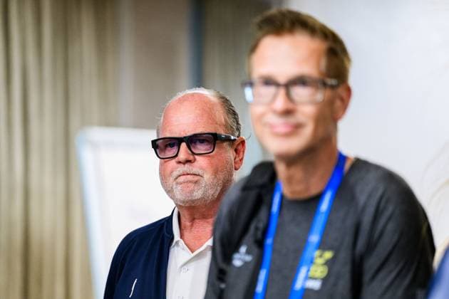 250713 Tournament Director Christer Hult during a press conference with Mikael Ymer of Sweden not in picture at Nordea Open on July 13, 2025 in Bastad Photo Mathilda Schuler BILDBYRAN kod MA MA0845 tennis atp 250 nordea open bbeng kval  Copyright: MATHILDAxSCHULER BB250713MA005