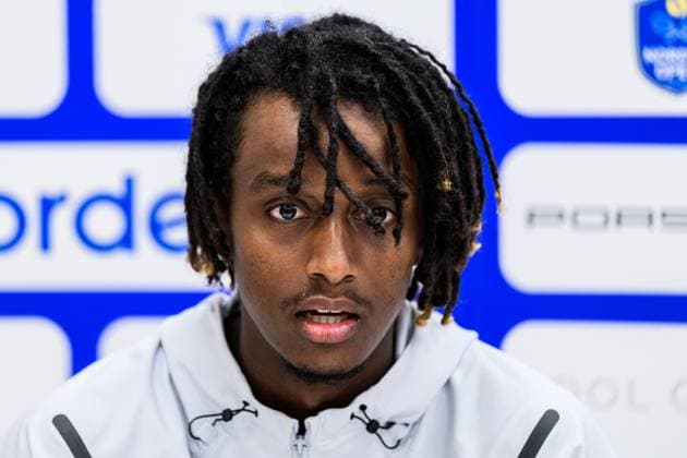 250713 Mikael Ymer of Sweden during a press conference at Nordea Open on July 13, 2025 in Bastad Photo Mathilda Schuler BILDBYRAN kod MA MA0845 tennis atp 250 nordea open bbeng kval  Copyright: MATHILDAxSCHULER BB250713MA006