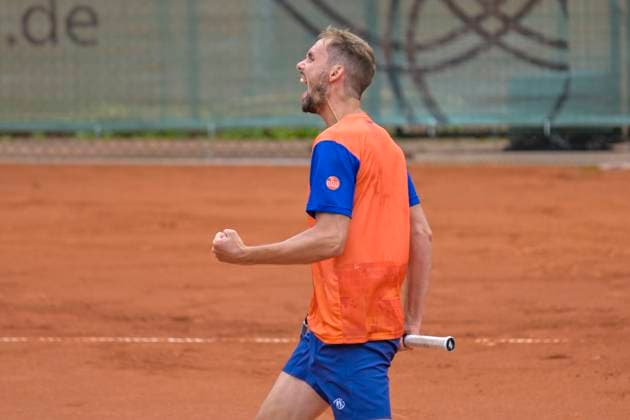 Oscar Otte GER Jubel 13 07 2025 Tennis 1 Bundesliga Men, TC Bredeney vs TK BW Aachen, Tennis Club Bredeney, Essen, Copyright: xpepphotox xHorstxMauelshagenx pep00321, pep_20250713_hm_83648