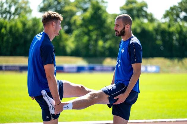Matej Maglica SV Darmstadt 98, 05 and Aleksandar Vukotic SV Darmstadt 98, 20 at training, SV Darmstadt 98, football, 2 Bundesliga, training camp, 4 day, 13 07 2025 SV Darmstadt 98, football, 2 Bundesliga, training camp, 4 day, 13 07 2025 Bad Wörishofen Copyright: xEibner-Pressefoto FlorianxWiegandx EP_FWD