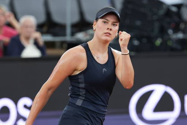 GER, Hamburg, xFSx, ATP250 Womens Tennis Tournament Qualifying Round , MSC Hamburg Ladies Open 2025, 13 07 2025 Carlota Martinez Cirez ESP , Anna Petkovic GER v l , Anna Petkovic GER Winners fist, jubilation Copyright: HMBxMedia FernandoxSoares