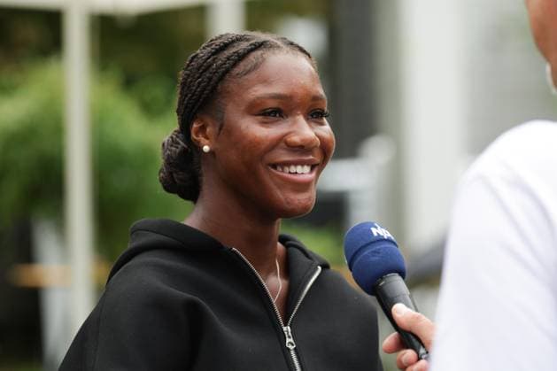 GER, Hamburg, xFSx, ATP250 Womens Tennis Tournament , MSC Hamburg Ladies Open Draw 2025, 13 07 2025 v l , Noma Noha Akugue GER during interview Copyright: HMBxMedia FernandoxSoares