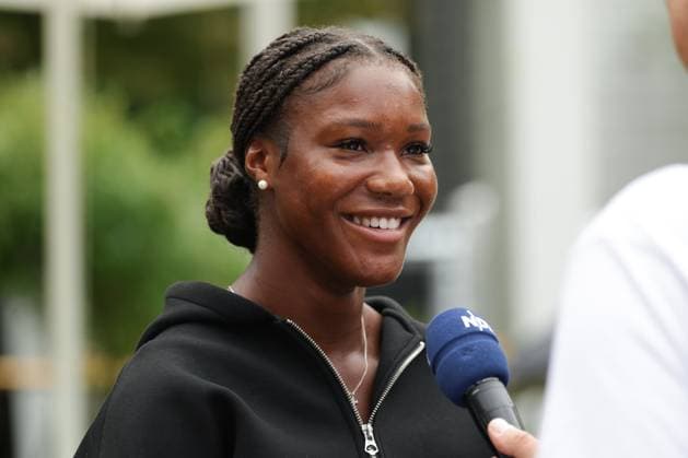 GER, Hamburg, xFSx, ATP250 Womens Tennis Tournament , MSC Hamburg Ladies Open Draw 2025, 13 07 2025 v l , Noma Noha Akugue GER during interview Copyright: HMBxMedia FernandoxSoares
