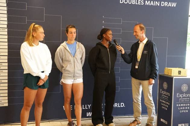 GER, Hamburg, xFSx, ATP250 Womens Tennis Tournament , MSC Hamburg Ladies Open Draw 2025, 13 07 2025 v l , Nastasja Schunk GER , Lois Boisson FRA , Noma Noha Akugue GER Copyright: HMBxMedia FernandoxSoares