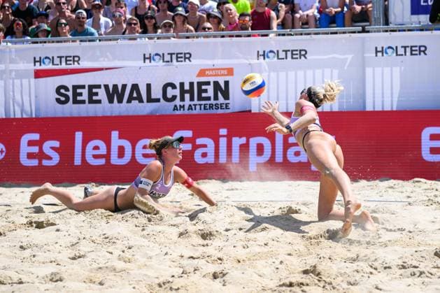 Beach volleyball, Beachvolleyball - Pro Beach Battle Masters SEEWALCHEN,AUSTRIA,13.JUL.25 - BEACH VOLLEYBALL - Beach Volleyball Tour PRO, Pro Beach Battle Masters Litzlberg. Image shows Lilli Hohenauer and Lia Berger (AUT).  GEPAxpictures xChristianxMoser