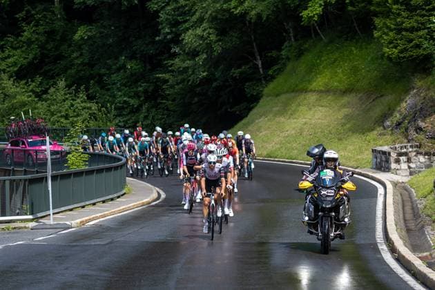 13 07 2025, Feldkirch, AUT, Tour of Austria 2025, Stage 5 from Feldkirch to Feldkirch 147,8 km , pictured Peloton at Innerlaterns Peloton at Innerlaterns during the stage 5 from Feldkirch to Feldkirch 147,8 km of the Tour of Austria Feldkirch, Austria on 2025 07 13 Expa Feldkirch  EP_gro