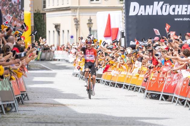 13 07 2025, Feldkirch, AUT, Tour of Austria 2025, Stage 5 from Feldkirch to Feldkirch 147,8 km , in the picture stage winner Bob Jungels LUX, INEOS GRENADIERS Stage winner Bob Jungels LUX, INEOS GRENADIERS during the stage 5 from Feldkirch to Feldkirch 147,8 km of the Tour of Austria Feldkirch, Austria on 2025 07 13 Expa Feldkirch EP_gro