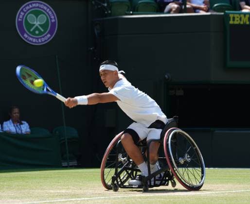 Sport Bilder des Tages Tennis - 2025 Wimbledon Championships - Mens singles Wheelchair Final - Alfie Hewitt (GBR) v Tokito Oda (Japan) All England Lawn Tennis & Croquet Club - Sunday 13th July 2025 Tokito Oda (Japan) 