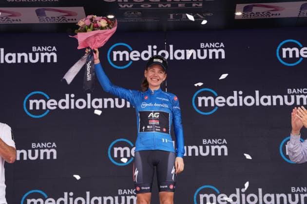 Sarah Giagante on the podium after the 8th stage of the Giro d’Italia Women, from Forlì to Imola (Autodromo Enzo e Dino Ferrari), Italy Sunday, July 13, 2025. - cycling .  Copyright: xMassimoxPaolone LaPressex