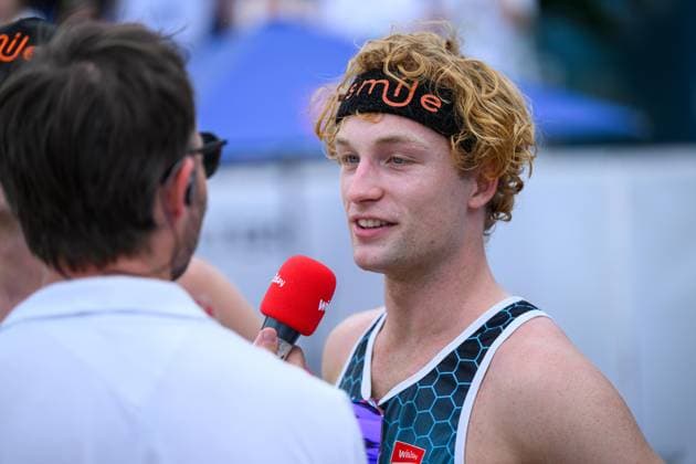 Beach volleyball, Beachvolleyball - Pro Beach Battle Masters SEEWALCHEN,AUSTRIA,13.JUL.25 - BEACH VOLLEYBALL - Beach Volleyball Tour PRO, Pro Beach Battle Masters Litzlberg. Image shows Tim Berger (AUT) during an interview.  GEPAxpictures xChristianxMoser