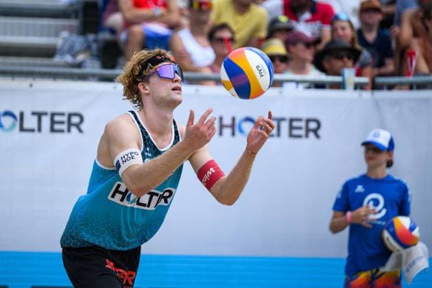 Beach volleyball, Beachvolleyball - Pro Beach Battle Masters SEEWALCHEN,AUSTRIA,13.JUL.25 - BEACH VOLLEYBALL - Beach Volleyball Tour PRO, Pro Beach Battle Masters Litzlberg. Image shows Tim Berger (AUT).  GEPAxpictures xChristianxMoser