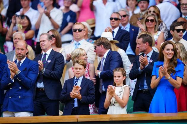 Prince William, Catherine Princess of Wales, Prince George and Princess Charlotte in the Royal Box on Centre Court Wimbledon Tennis Championships, Day 14, The All England Lawn Tennis and Croquet Club, London, UK - 13 Jul 2025London The All England Lawn Tennis and United Kingdom  Copyright: xJavierxGarcia Shutterstockx 15392297bx