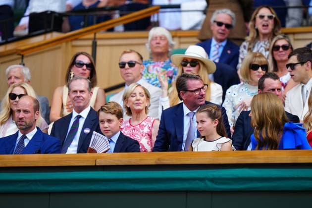 Prince William, Catherine Princess of Wales, Prince George and Princess Charlotte in the Royal Box on Centre Court Wimbledon Tennis Championships, Day 14, The All England Lawn Tennis and Croquet Club, London, UK - 13 Jul 2025London The All England Lawn Tennis and United Kingdom  Copyright: xJavierxGarcia Shutterstockx 15392297cc