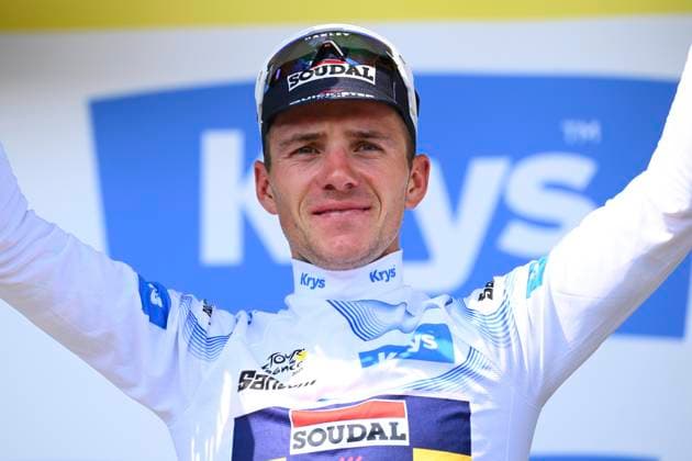 Tour de France 2025 Stage 9 CHATEAUROUX, FRANCE - JULY 13 : Evenepoel Remco (BEL) of Soudal Quick-Step pictured with the white jersey during the podium ceremony of stage 9 of the 112th edition of Tour de France an UCI World Tour 2.UWT cycling road race stage for Men Elite of 170 km with start in Chinon and finish in Chateauroux on July 13, 2025 in Chateauroux, France, 13 07 2025 ( Motordriver Kenny Verfaillie - Chateauroux France  Copyright: xVincentxKalutx