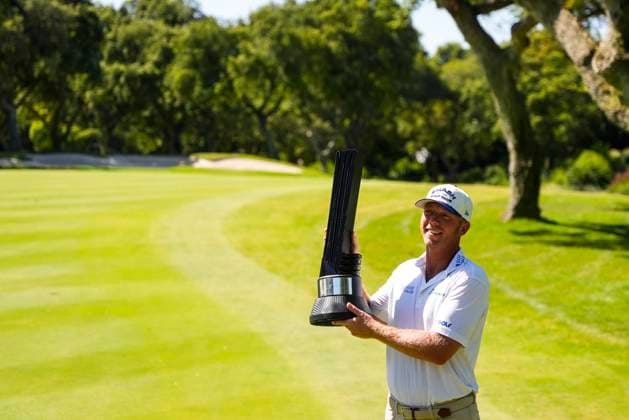July 13, 2025, Cadiz, Cadiz, SPAIN: Talor Gooch of Smash team pose with thopy during the final round of the LIV Golf Andalucia at Golf Club Royal of Valderrama on July 13, 2025 in Cadiz, Spain. Cadiz SPAIN - ZUMAa181 20250713_zaa_a181_009 Copyright: xJoaquinxCorcherox