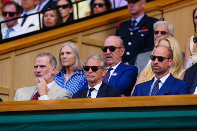 King Felipe VI of Spain and Prince William in the Royal Box on Centre Court Wimbledon Tennis Championships, Day 14, The All England Lawn Tennis and Croquet Club, London, UK - 13 Jul 2025London The All England Lawn Tennis and United Kingdom  Copyright: xJavierxGarcia Shutterstockx 15392297dx