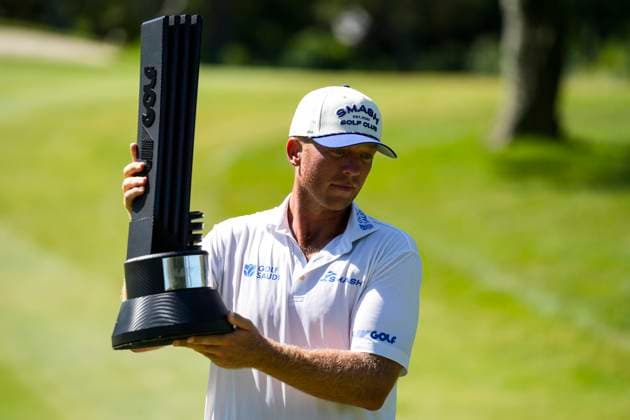 July 13, 2025, Cadiz, Cadiz, SPAIN: Talor Gooch of Smash team pose the trophy during the final round of the LIV Golf Andalucia at Golf Club Royal of Valderrama on July 13, 2025 in Cadiz, Spain. Cadiz SPAIN - ZUMAa181 20250713_zaa_a181_073 Copyright: xJoaquinxCorcherox