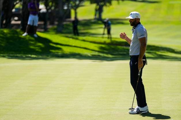 July 13, 2025, Cadiz, Cadiz, SPAIN: Dustin Johnson of Aces team gesture during the final round of the LIV Golf Andalucia at Golf Club Royal of Valderrama on July 13, 2025 in Cadiz, Spain. Cadiz SPAIN - ZUMAa181 20250713_zaa_a181_079 Copyright: xJoaquinxCorcherox