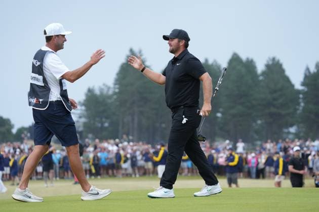 Chris Gotterup (USA) celebrates with his caddie Brady Stockton after making the winning putt on the 18th green to finish 15 under par during the 4th Round of the Genesis Scottish Open Golf Championship. Genesis Scottish Open, Day 4, Golf, Renaissance Club, North Berwick, Scotland, UK - 13 Jul 2025North Berwick Scotland United Kingdom EDITORIAL USE ONLY No use with unauthorised audio, video, data, fixture lists, club league logos or live services. Online in-match use limited to 120 images, no video emulation. No use in betting, games or single club league player publications. Copyright: xStuartxWallace Shutterstockx 15393030bb