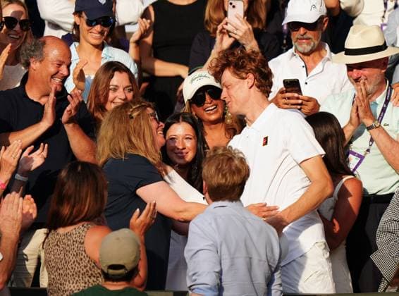 Jannik Sinner celebrates victory with his mother Wimbledon Tennis Championships, Day 14, The All England Lawn Tennis and Croquet Club, London, UK - 13 Jul 2025London The All England Lawn Tennis and United Kingdom  Copyright: xJavierxGarcia Shutterstockx 15392297gg