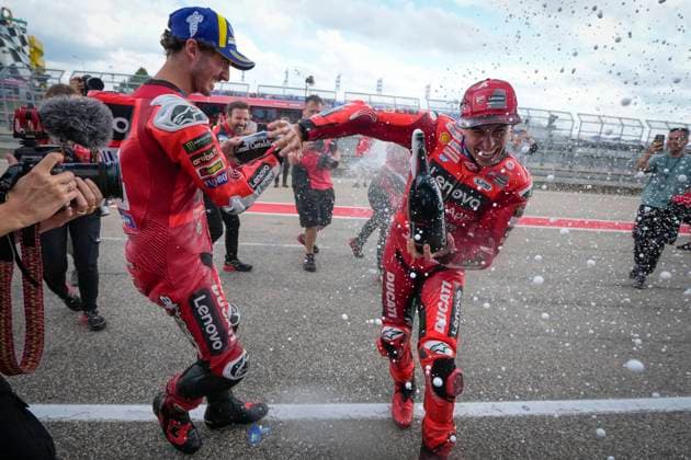 Races of MotoGP Liqui Moly Motorrad Grand Prix Deutschland at Sachsenring Circuit. July 13 2025 In picture: Marc Marquez and Francesco Bagnaia Carreras del Gran Premio Liqui Moly Motorrad de MotoGP de Alemania en el Circuito de Sachsenring, 13 de Julio de 2025 POOL MotoGP.com Cordon Press Images will be for editorial use only. Mandatory credit: MotoGP.com Cordon Press Cordon Press Cordon Press Cordon Press 
