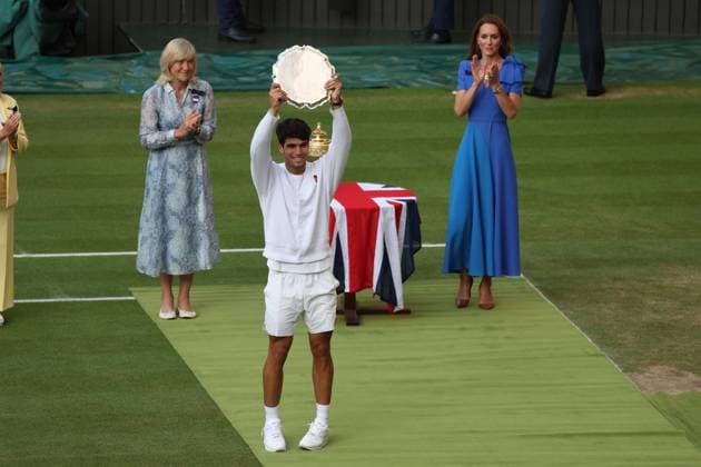 July 13, 2025, London, Celestynow, United Kingdom: CARLOS ALCARAZ of Spain after the match against J. Sinner of Italy in the final of the Championships 2025 at Wimbledon AELTC in London. Alcaraz lost 6:4, 4:6, 4:6, 4:6 London United Kingdom - ZUMAc278 20250713_zsp_c278_059 Copyright: xMarcinxCholewinskix