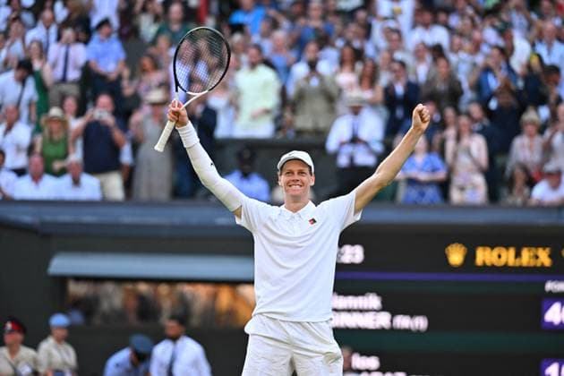 Jannik Sinner Wins His First Wimbledon Trophy - UK Jannik Sinner (ITA) wins his first Wimbledon Trophy at the 2025 Wimbledon Championships at the AELTC in London, UK, on July 13, 2025. Photo by Corinne Dubreuil ABACAPRESS.COM London United Kingdom  Copyright: xDubreuilxCorinne ABACAx