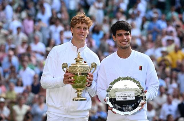 2025 Wimbledon Mens Singles Final Jannik Sinner ITA vs Carlos Alcaraz ESP Winner Jannik Sinner ITA Chair Umpire for Ladies Single Final Miriam Bley GER