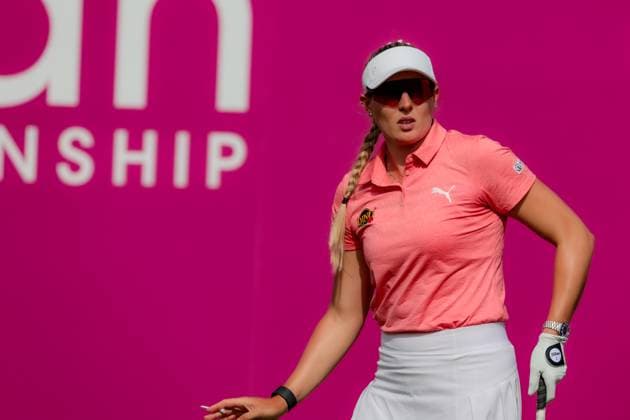 EVIAN-LES-BAINS, FRANCE - 13.07.2025: Casandra Alexander (RSA) of The Amundi Evian Championship at the Evian Resort Golf Club on July 13, 2025 in Evian-les-Bains, France.