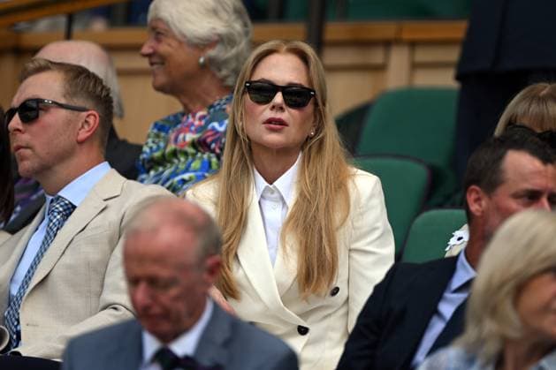 Day Fourteen: The Championships - Wimbledon 2025 LONDON, ENGLAND - JULY 13: Actor Nicole Kidman looks on from the royal box on day fourteen of The Championships Wimbledon 2025 at All England Lawn Tennis and Croquet Club on July 13, 2025 in London, England. (Photo by Visionhaus via ) London All England Lawn Tennis and Croq England United Kingdom Copyright: xVisionhausx 776305105
