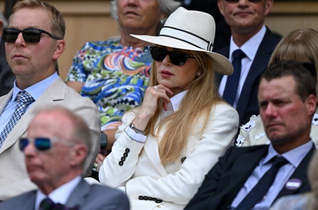 Day Fourteen: The Championships - Wimbledon 2025 LONDON, ENGLAND - JULY 13: Actor Nicole Kidman looks on from the royal box on day fourteen of The Championships Wimbledon 2025 at All England Lawn Tennis and Croquet Club on July 13, 2025 in London, England. (Photo by Visionhaus via ) London All England Lawn Tennis and Croq England United Kingdom Copyright: xVisionhausx 776305105