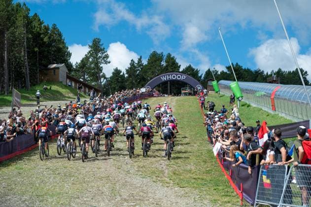 UCI Mountain Bike World Cup Andorra Cyclists compete in the Cross-Country Olympic for Women during the UCI Mountain Bike World Cup Andorra 2025 in Pal Arinsal, Andorra, on July 13, 2025.  Copyright: xMartinxSilvaxCosentinox originalFilename:silvacosentino-cyclists250713_npxiO.jpg