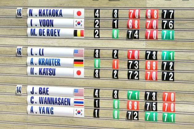 2025 Amundi Evian Championship Golf Tournament Match scoring for the 2025 Amundi Evian Championship golf tournament on the LPGA, Golf Damen Tour in Evian-les-Bains, France, on July 13, 2025. Evian Haute Savoie France  Copyright: xRomainxDoucelinx originalFilename:doucelin-2025amun250713_npx3f.jpg