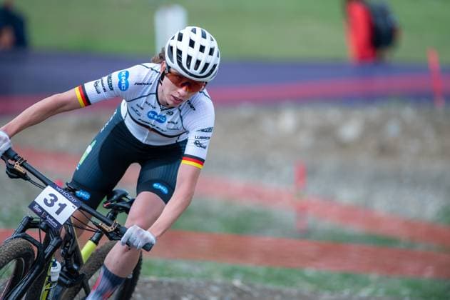 UCI Mountain Bike World Cup Andorra Lia Schrievers from Germany, representing the KMC Ridley MTB Racing Team, competes in the Women s Cross-Country Olympic event during the UCI Mountain Bike World Cup in Andorra, on July 13, 2025.  Copyright: xMartinxSilvaxCosentinox originalFilename:silvacosentino-liaschri250713_npvx7.jpg