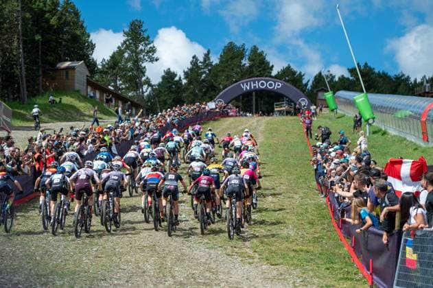 UCI Mountain Bike World Cup Andorra Cyclists compete in the Cross-Country Olympic for Women during the UCI Mountain Bike World Cup Andorra 2025 in Pal Arinsal, Andorra, on July 13, 2025.  Copyright: xMartinxSilvaxCosentinox originalFilename:silvacosentino-cyclists250713_npo5M.jpg