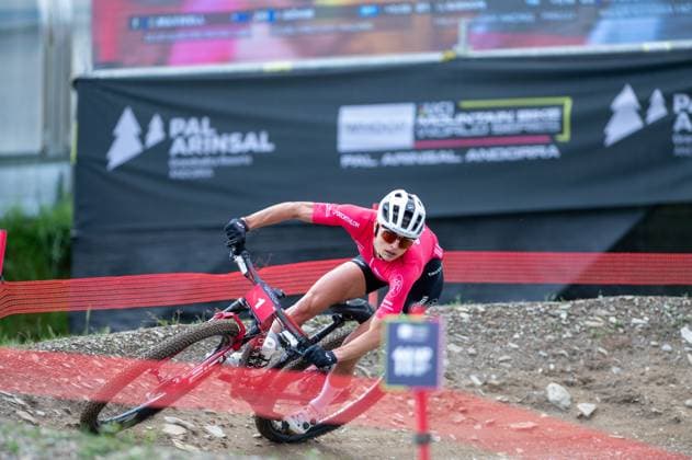 UCI Mountain Bike World Cup Andorra Samara Maxwell from New Zealand, representing the Decathlon Ford Racing Team, competes in the Women s Cross-Country Olympic during the UCI Mountain Bike World Cup Andorra 2025 in Pal Arinsal, Andorra, on July 13, 2025.  Copyright: xMartinxSilvaxCosentinox originalFilename:silvacosentino-samarama250713_npa1r.jpg
