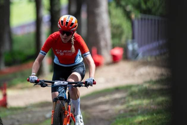 UCI Mountain Bike World Cup Andorra Kira Bohm from Germany, representing the team Cube Factory Racing, competes in the CROSS-COUNTRY OLYMPIC for Women during the UCI Mountain Bike World Cup Andorra 2025 in Pal Arinsal, Andorra, on July 13, 2025.  Copyright: xMartinxSilvaxCosentinox originalFilename:silvacosentino-kirabhmf250713_npYpc.jpg